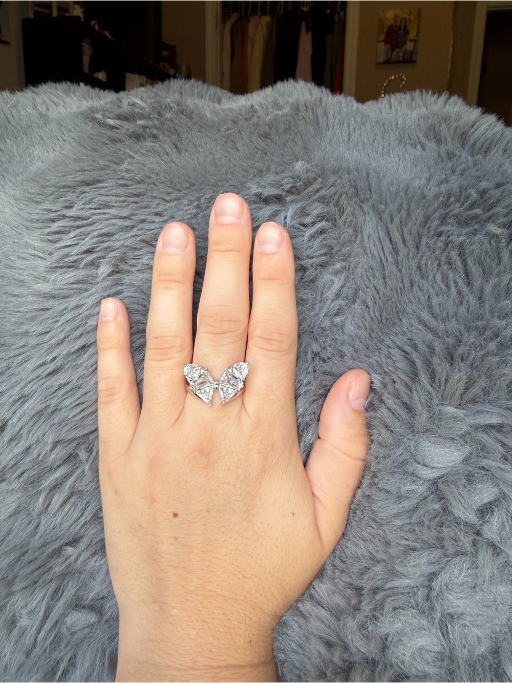 Kendra Scott Silver Crystal Butterfly Ring - Sparkling White Stones